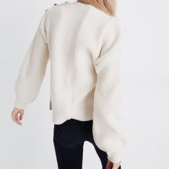 Madewell Boatneck Cream Wool Sweater - Picture 2 of 10